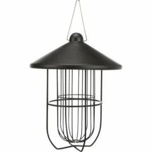 Utefuglautomat til meiseboller i metall, ø19 x 24cm sort halvmatt