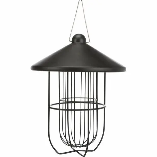 Utefuglautomat til meiseboller i metall, ø19 x 24cm sort halvmatt