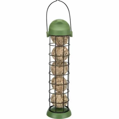 Outdoor bird feeder for tit bowls in Metal/Plastic ø8 x 29cm green
